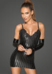 Noir Handmade F208 Powerwetlook Minidress with Decorative Embroidery XL