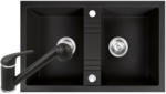 FERRO Set Chiuveta bucatarie Ferro Mezzo II 2 Cuve 78x48 cm GRAFIT si Baterie Ferro FREYA stativa bucatarie cu dus extractibil BFR8B