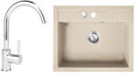 FERRO Set Chiuveta bucatarie Ferro Mezzo II 1 Cuva 580 x 480 mm NISIP si Baterie Ferro Lugio BLG4 Crom