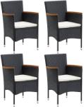 vidaXL Градински трапезни столове, 4 бр, полиратан, черни (310566)