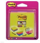 POST-IT Super Sticky "Easy select" öntapadós jegyzettömb, 76×76 mm, 2014SC-BYFG, 4x75 lap, 4 különböző szín
