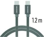 SWISSTEN Adatkábel Swissten textil USB-C konnektorral és gyorstöltés támogatással 1, 2 m, szürke (71527202)
