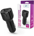 Setty autós töltő adapter USB + Type-C -12W - fekete