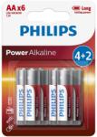 Philips LR6P6BP/10 - 6 buc baterii alcaline AA POWER ALKALINE 1, 5V 2600mAhV (P2201) Baterii de unica folosinta