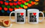 Gravolo Set 2 cani albe My Heart only beats for Him Her (C230)