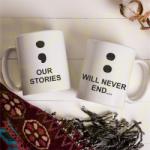 Gravolo Set 2 cani albe personalizate cu textul Our stories will never end (C226)