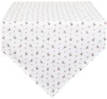 Clayre & Eef Traversa de masa bumbac alba Roses 50*160 cm (CCRPL65) Fata de masa