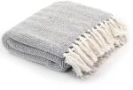 vidaXL Pătură decorativă model spic, bumbac, 125 x 150 cm, gri (245318) Patura