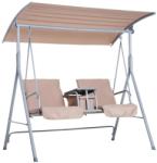 AOSOM Hintaágy két üléssel asztalkával bézs színben