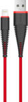 DEVIA Cablu Fish MFI Lightning Red (1.5m, impletitura nylon, 2.4A)-T. Verde 0.1 lei/buc (DVCFMFILRD) - vexio