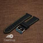  Curea silicon neagră cusături galbene 26mm - 42293