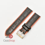  Curea hibrid silicon si piele model crocodil neagra cu portocaliu 22mm - 4205622