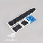  Curea silicon sport fibra carbon alba cu negru 24mm - 38174