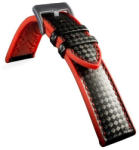  Curea hibrid silicon si piele fibra carbon neagra cu roșu 24mm - 4005324 - ceas-shop