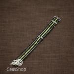  Curea NATO negru cu galben 18mm - 37039