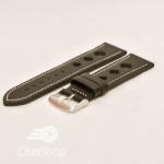  Curea piele GRAND PRIX neagra cusaturi albe 24mm - 36999