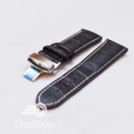  Curea piele vitel captusita deployant cu arc neagra, cusaturi albe 18 mm - 35930 - ceas-shop - 87,00 RON