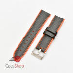 Curea hibrid silicon si piele fibra carbon neagra cu portocaliu 22mm - 4005622 - ceas-shop