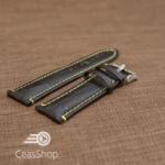  Curea piele vitel model crocodil cusaturi galbene 20mm- 38086
