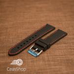  Curea silicon neagră cusături rosii 22mm - 42285