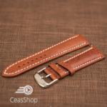  Curea piele MILANO maro light, captusită, cusături albe 24mm - 46408