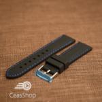  Curea silicon neagră cusături albastre 28mm - 42306