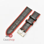  Curea hibrid silicon si piele model crocodil neagra cu rosu 24mm - 4205324 - ceas-shop