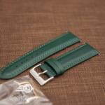  Curea piele lină, căptușită , cusatură dublă verde 20mm - 42848