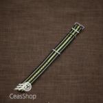  Curea NATO negru cu galben 24mm - 37060