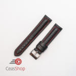  Curea piele tip fibra carbon neagră, cusătură roșie, căptușită 20mm - 3742016