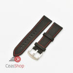  Curea panza neagra cu rosu 22mm - 51531 - ceas-shop