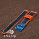  Curea silicon sport fibra carbon portocalie cu cusaturi albe 24mm - 38127