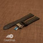  Curea piele textura rechin captusita deployant cu arc neagra 16 mm - 38775