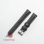  Curea piele tip fibra carbon neagră, cusătură alba, căptușită 18mm - 37418122
