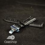  Curea piele vitel captusita deployant cu arc neagra 18 mm - 35927 - ceas-shop - 87,00 RON