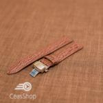  Curea piele textura rechin captusita deployant cu arc maro 18mm - 38780