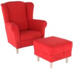 TEMPO KONDELA Fotel + puff, piros, ASTRID