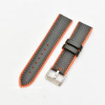  Curea hibrid silicon si piele fibra carbon neagra cu portocaliu 22mm - 4005622 - cureaceas