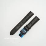 Curea piele vitel captusita negră deployant negru 18 mm - cureaceas