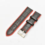  Curea hibrid silicon si piele model crocodil neagra cu rosu 24mm - 4205324 - cureaceas