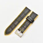  Curea hibrid silicon si piele model crocodil neagra cu galben 24mm - 4201024 - cureaceas