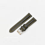 Curea piele tip fibra carbon neagră, cusătură galbenă, căptușită 24mm - 37424110 - cureaceas