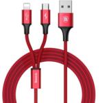 Baseus Cablu de date 2 in 1 Baseus Rapid Lightning / micro USB 1.2 M Rosu