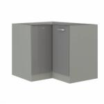 TEMPO KONDELA Alsó sarokszekrény, szürke/szürke extra magasfényű, PRADO 90/90 DN ZB - kondela