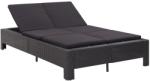 vidaXL Șezlong de 2 persoane cu pernă, negru, poliratan (46241)