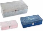 Decorer Set 3 casete bijuterii, din catifea gri albastra roz, 34 cm x 19.5 cm x 11 h (A51.43.69)