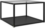 vidaXL Măsuță cafea, transparent/negru, 60x60x35 cm, sticlă securizată (322891) Masa de cafea
