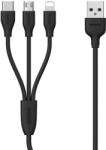 REMAX 3 in 1 USB - micro USB/Lightning/USB-C, 100cm, fekete