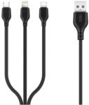 XO NB103 USB Cable 3in1 Micro-USB, Type-C, Lightning kábel, 2, 1A, 1m, fekete - tok-store