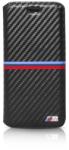 BMW iPhone 6 Plus/6S Plus M Sport Carbon Inspiration Stripe Horizontal (BMFLBKP6LMSSCA) oldalra nyíló tok, fekete